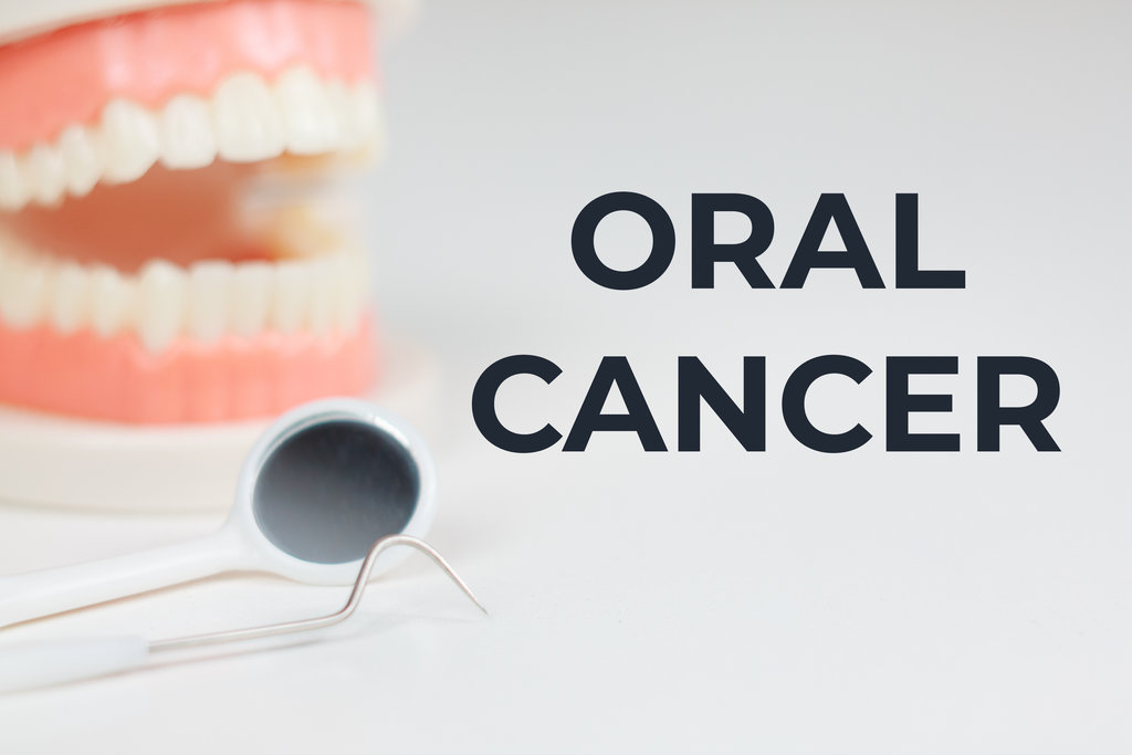 "Oral Cancer" header on neutral dental background